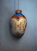 Blue and Red Filigree Ornament, Oil on Panel, 2013.