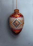 Red and Gold Filigree Ornament, Oil on Panel, 2013.
