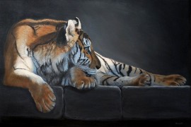 Dreaming of Home - Tiger, Oil on Canvas, 24x36, 2012.